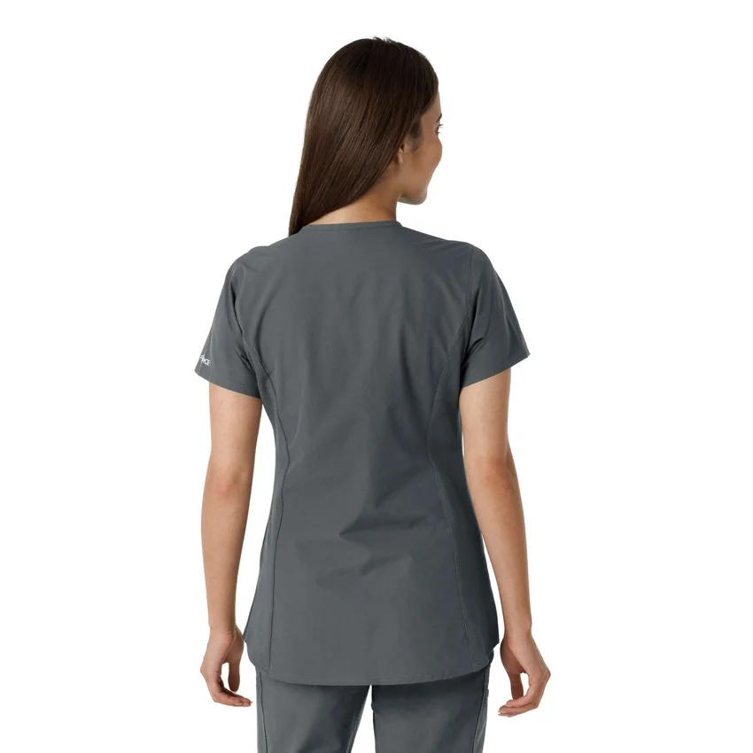 Blusa médica feminina Force Essentials com decote em V e painéis em malha