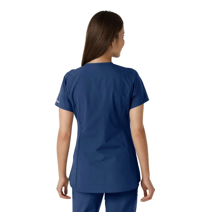 Blusa médica feminina Force Essentials com decote em V e painéis em malha