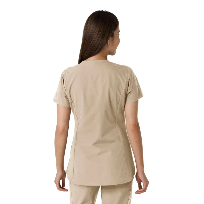Blusa médica feminina Force Essentials com decote em V e painéis em malha