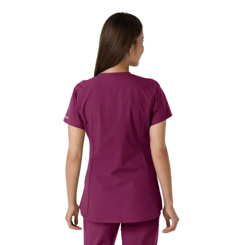 Blusa médica feminina Force Essentials com decote em V e painéis em malha