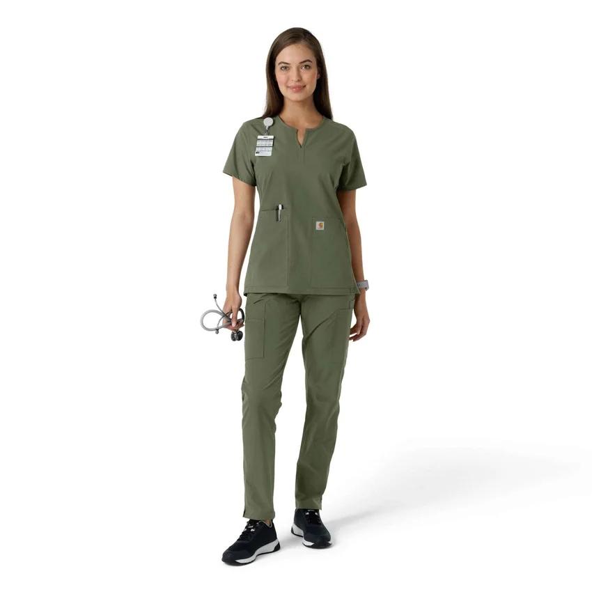 Blusa médica feminina Force Essentials com decote em V e painéis em malha