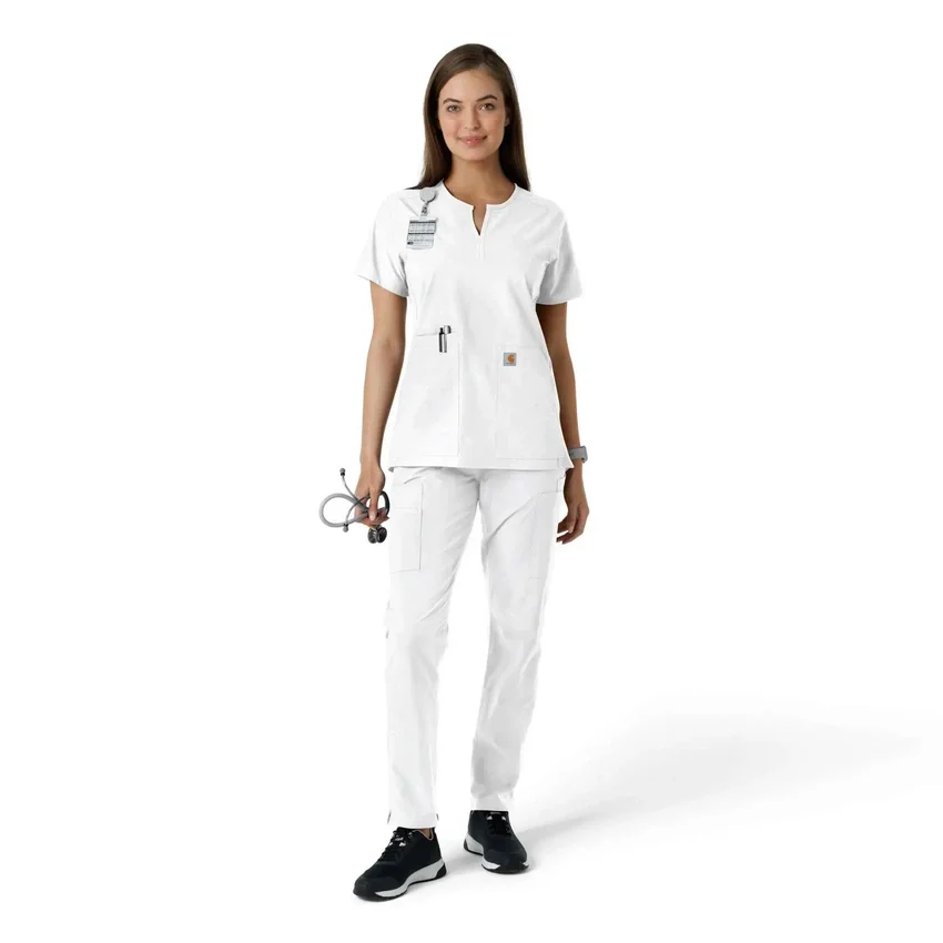 Blusa médica feminina Force Essentials com decote em V e painéis em malha