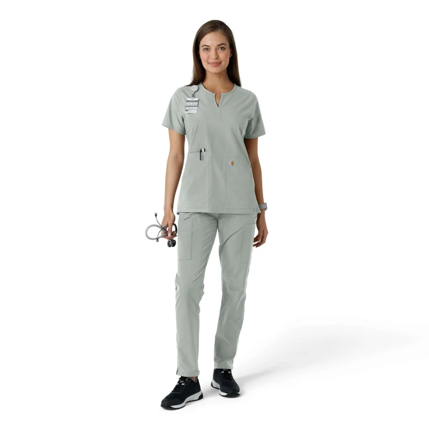 Blusa médica feminina Force Essentials com decote em V e painéis em malha