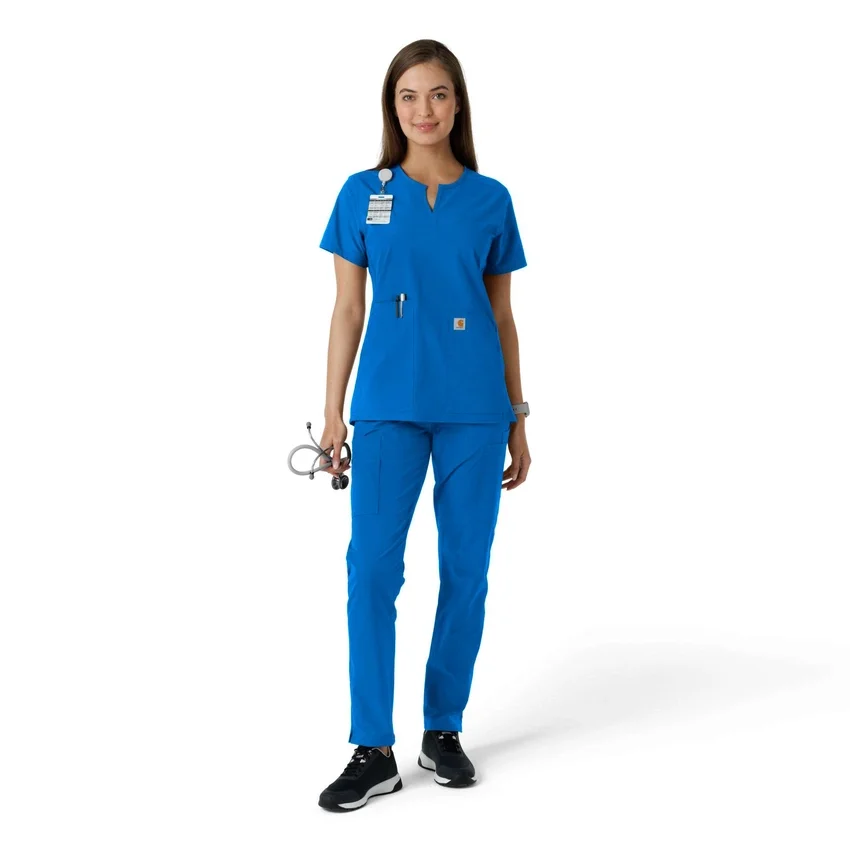Blusa médica feminina Force Essentials com decote em V e painéis em malha