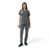 Blusa médica feminina Force Essentials com decote em V e painéis em malha
