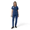 Blusa médica feminina Force Essentials com decote em V e painéis em malha
