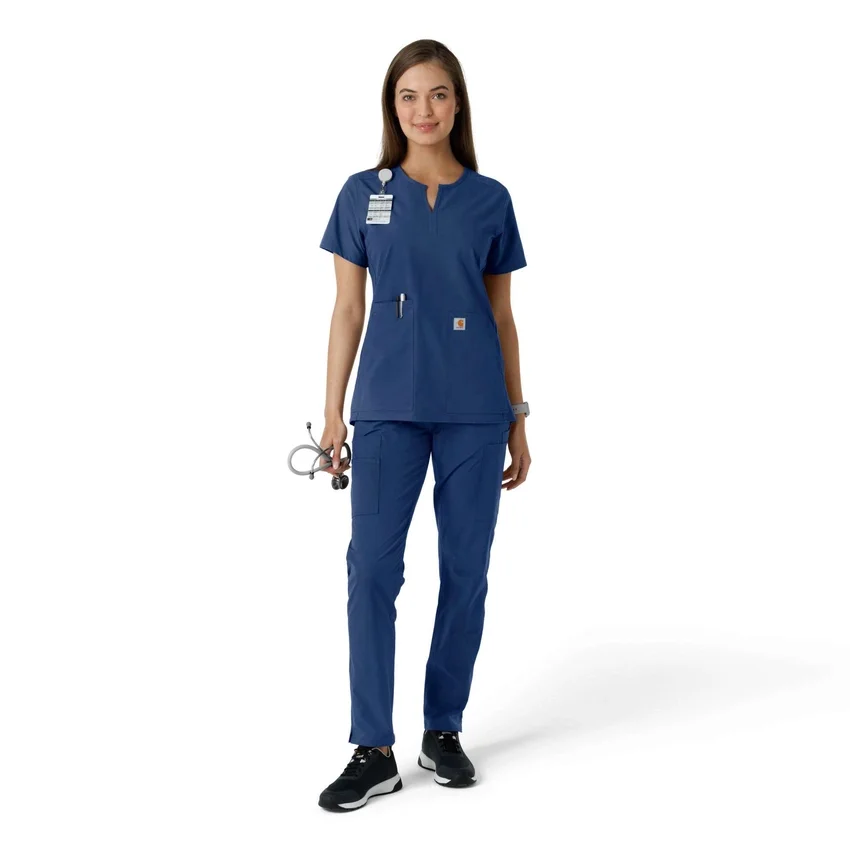 Blusa médica feminina Force Essentials com decote em V e painéis em malha