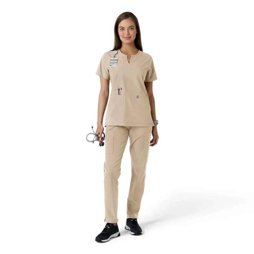 Blusa médica feminina Force Essentials com decote em V e painéis em malha