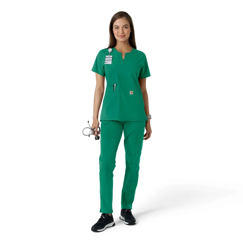 Blusa médica feminina Force Essentials com decote em V e painéis em malha