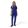Blusa médica feminina Force Essentials com decote em V e painéis em malha