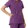 Blusa médica feminina Force Essentials com decote em V e painéis em malha
