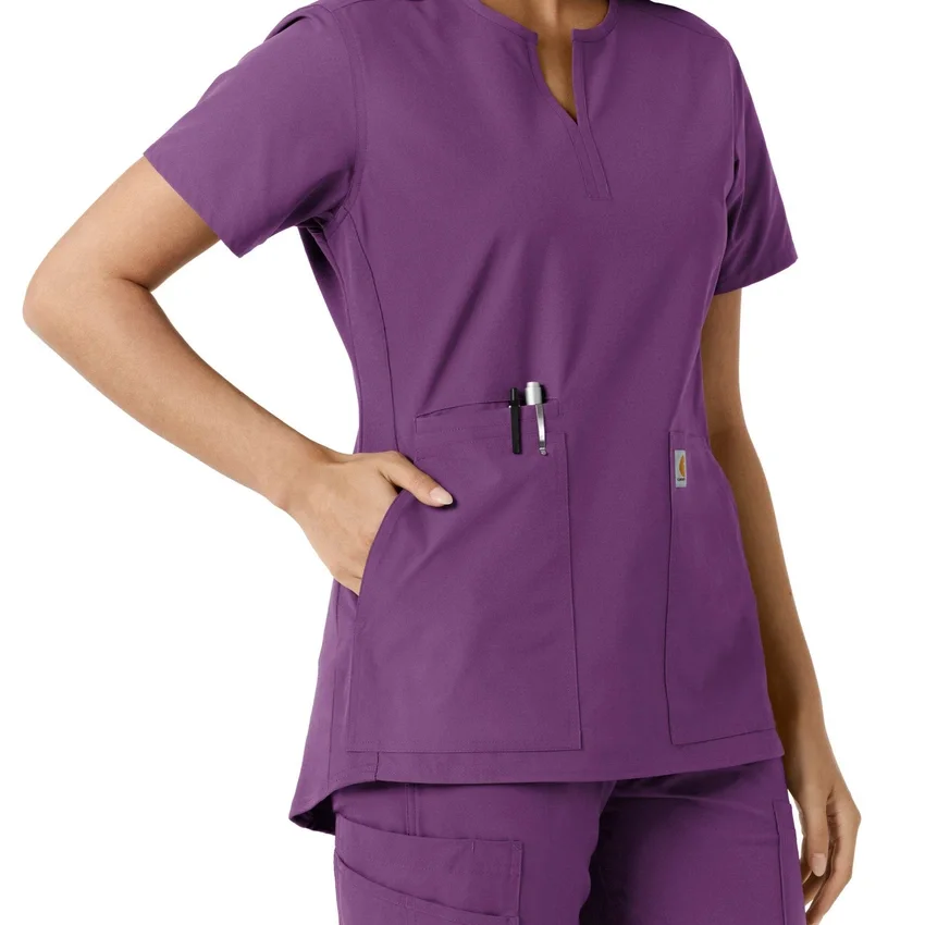 Blusa médica feminina Force Essentials com decote em V e painéis em malha