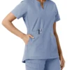 Blusa médica feminina Force Essentials com decote em V e painéis em malha
