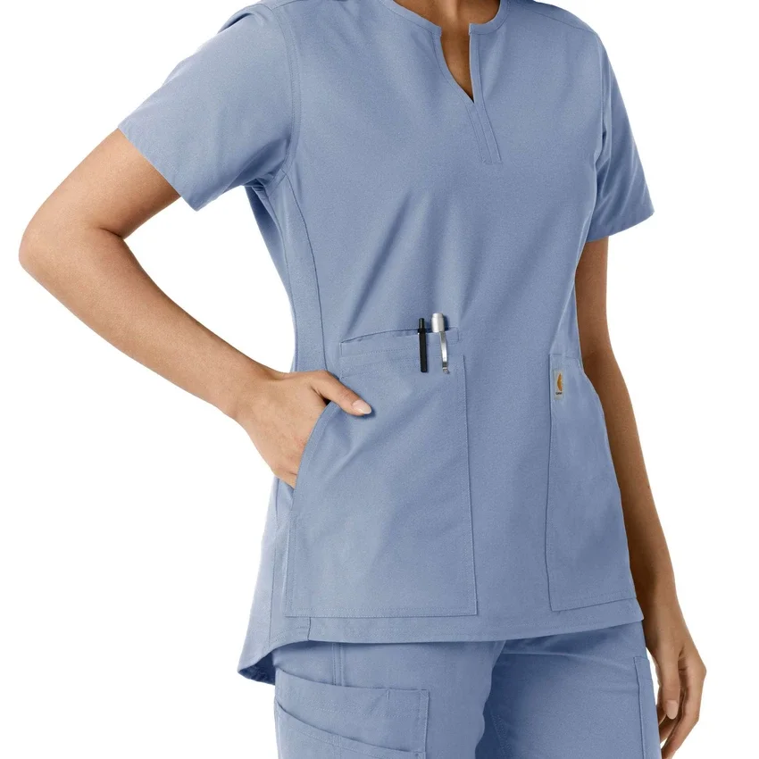 Blusa médica feminina Force Essentials com decote em V e painéis em malha