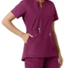 Blusa médica feminina Force Essentials com decote em V e painéis em malha