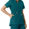 Blusa médica feminina Force Essentials com decote em V e painéis em malha