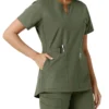 Blusa médica feminina Force Essentials com decote em V e painéis em malha