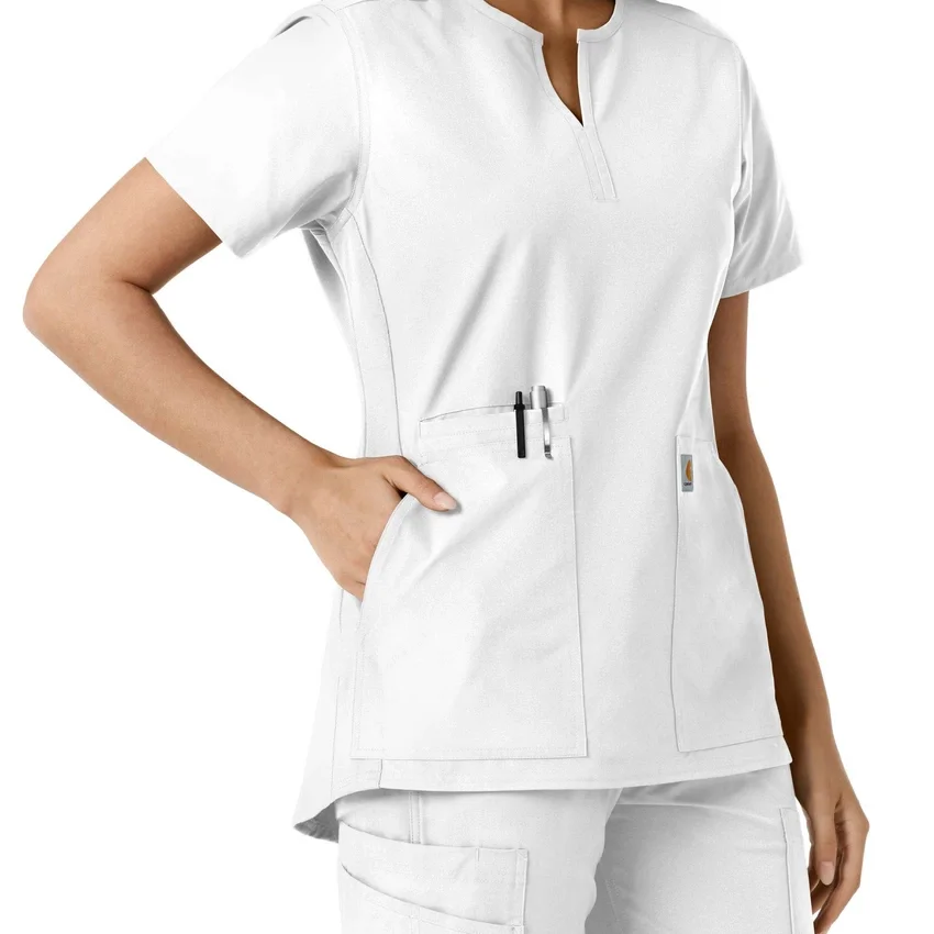 Blusa médica feminina Force Essentials com decote em V e painéis em malha