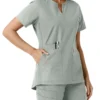 Blusa médica feminina Force Essentials com decote em V e painéis em malha