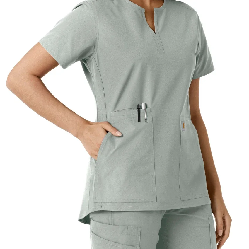 Blusa médica feminina Force Essentials com decote em V e painéis em malha