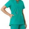 Blusa médica feminina Force Essentials com decote em V e painéis em malha
