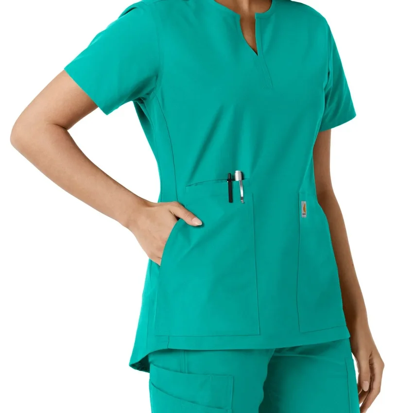 Blusa médica feminina Force Essentials com decote em V e painéis em malha