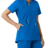 Blusa médica feminina Force Essentials com decote em V e painéis em malha