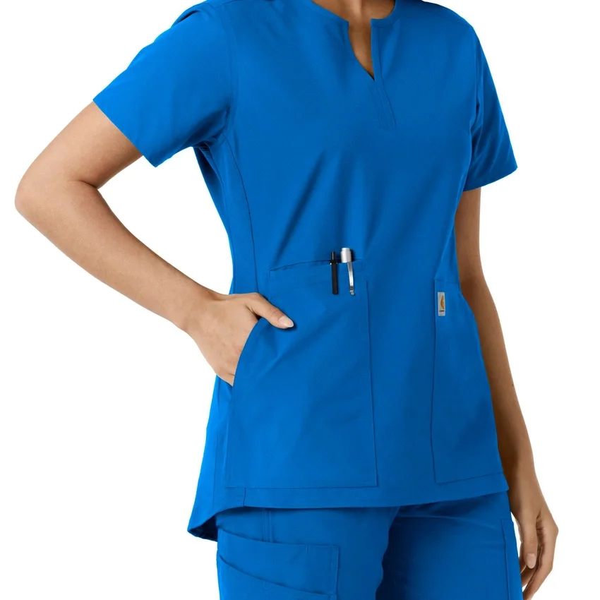 Blusa médica feminina Force Essentials com decote em V e painéis em malha