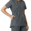 Blusa médica feminina Force Essentials com decote em V e painéis em malha