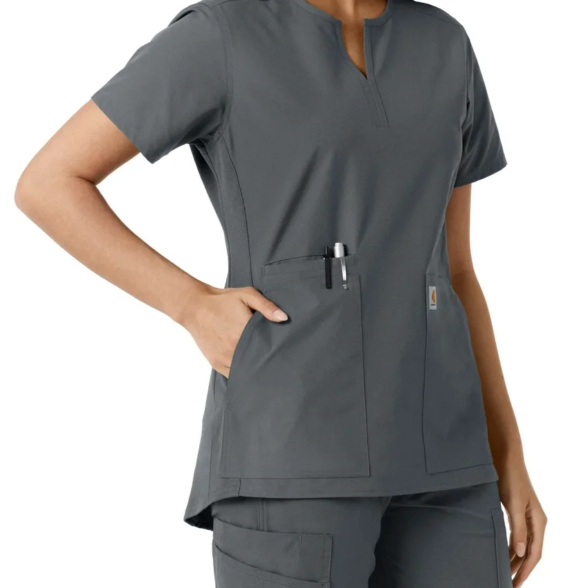 Blusa médica feminina Force Essentials com decote em V e painéis em malha