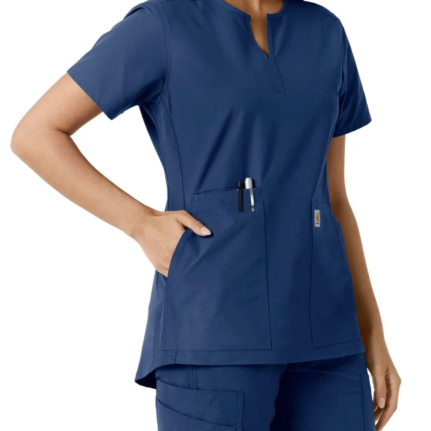 Blusa médica feminina Force Essentials com decote em V e painéis em malha