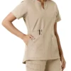 Blusa médica feminina Force Essentials com decote em V e painéis em malha