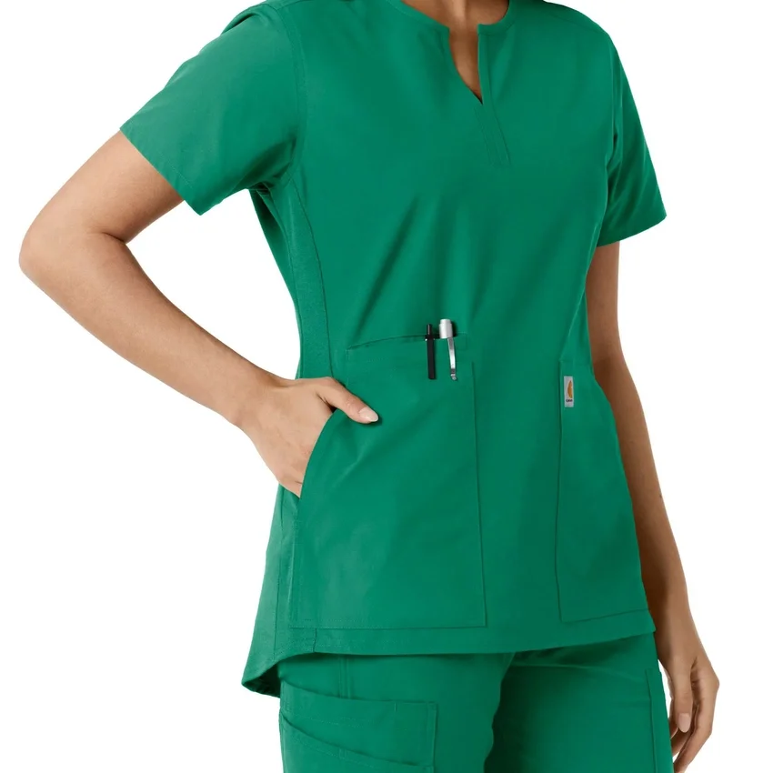 Blusa médica feminina Force Essentials com decote em V e painéis em malha