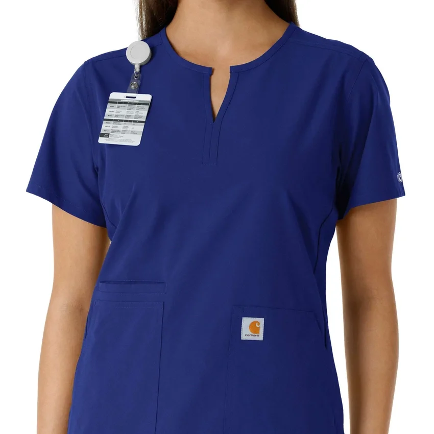 Blusa médica feminina Force Essentials com decote em V e painéis em malha