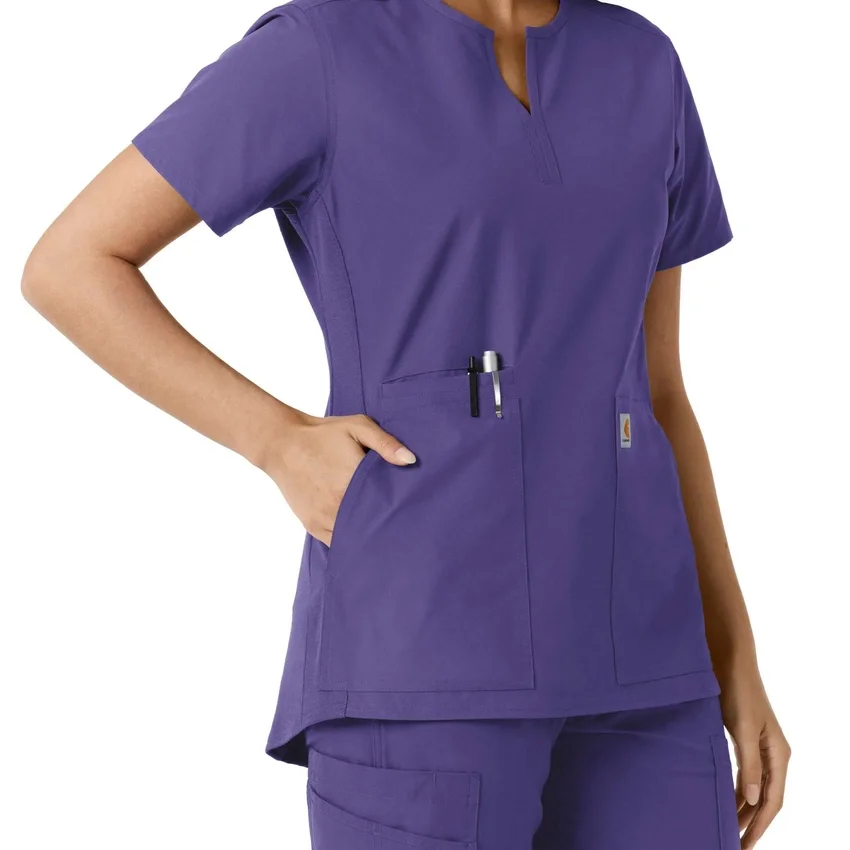 Blusa médica feminina Force Essentials com decote em V e painéis em malha