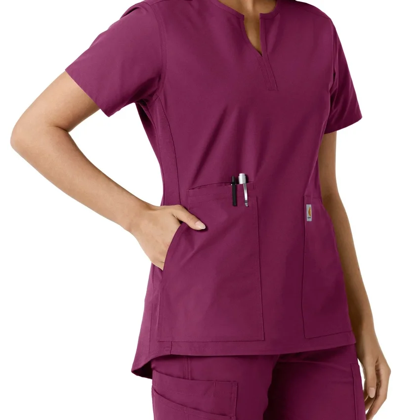 Blusa médica feminina Force Essentials com decote em V e painéis em malha