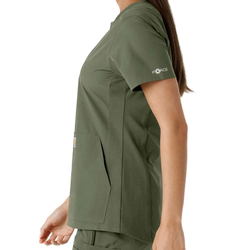 Blusa médica feminina Force Essentials com decote em V e painéis em malha