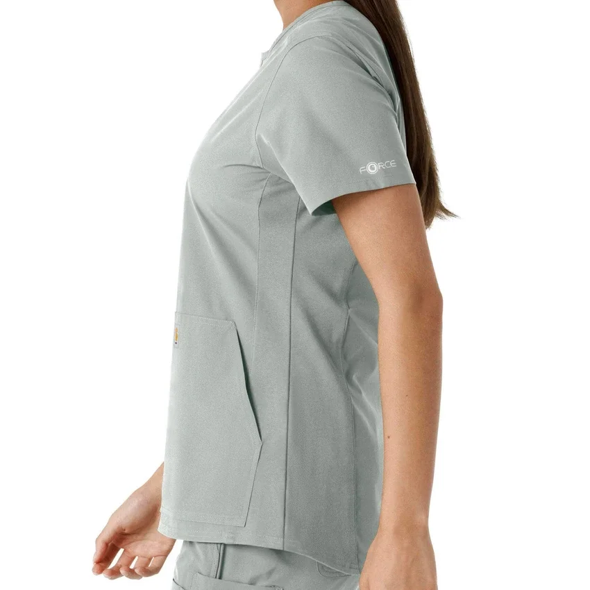 Blusa médica feminina Force Essentials com decote em V e painéis em malha