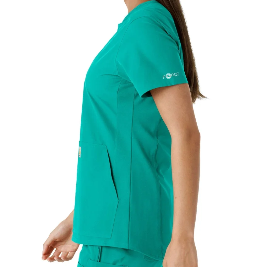 Blusa médica feminina Force Essentials com decote em V e painéis em malha