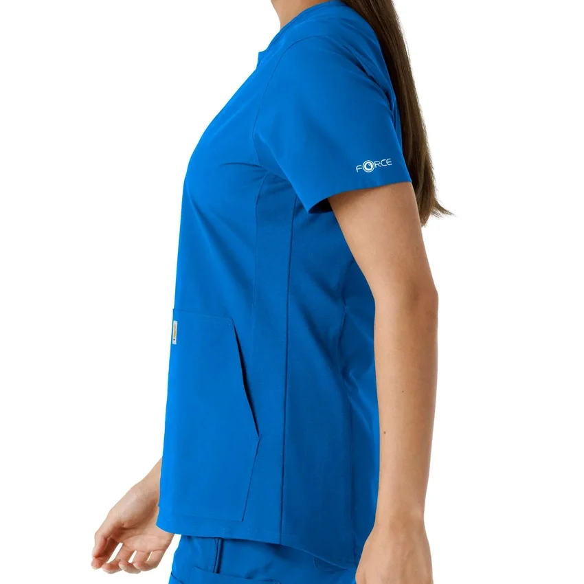 Blusa médica feminina Force Essentials com decote em V e painéis em malha