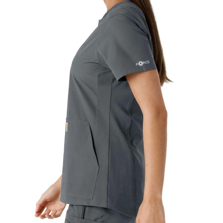 Blusa médica feminina Force Essentials com decote em V e painéis em malha