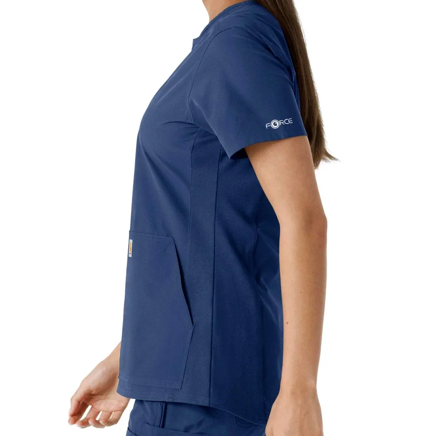 Blusa médica feminina Force Essentials com decote em V e painéis em malha