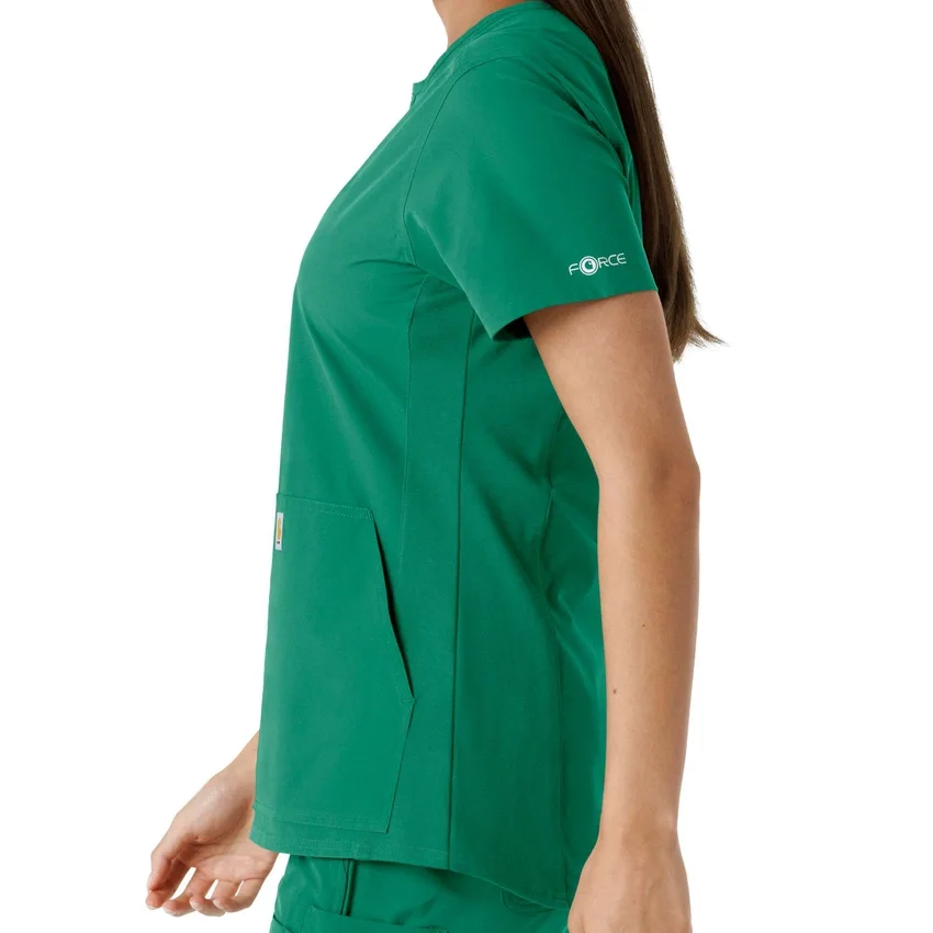 Blusa médica feminina Force Essentials com decote em V e painéis em malha
