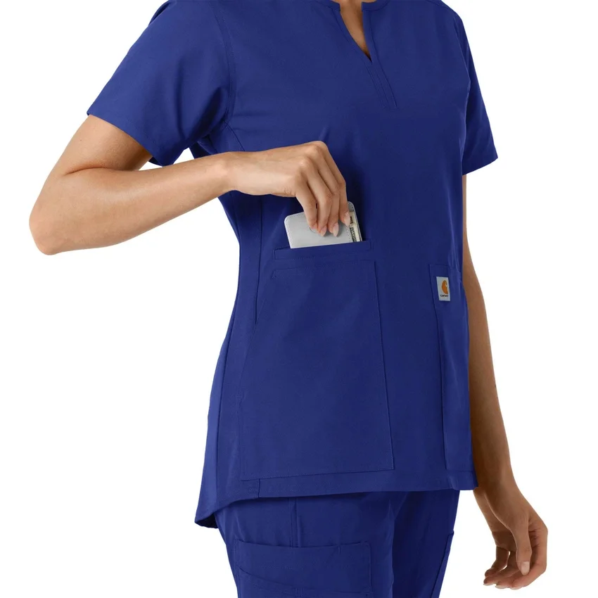 Blusa médica feminina Force Essentials com decote em V e painéis em malha