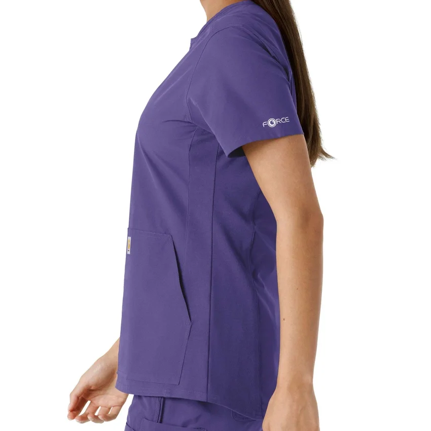 Blusa médica feminina Force Essentials com decote em V e painéis em malha