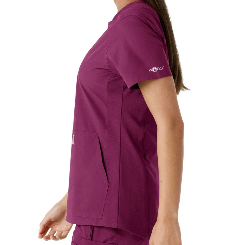 Blusa médica feminina Force Essentials com decote em V e painéis em malha