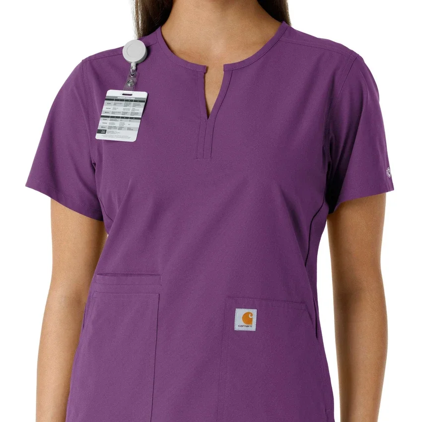 Blusa médica feminina Force Essentials com decote em V e painéis em malha