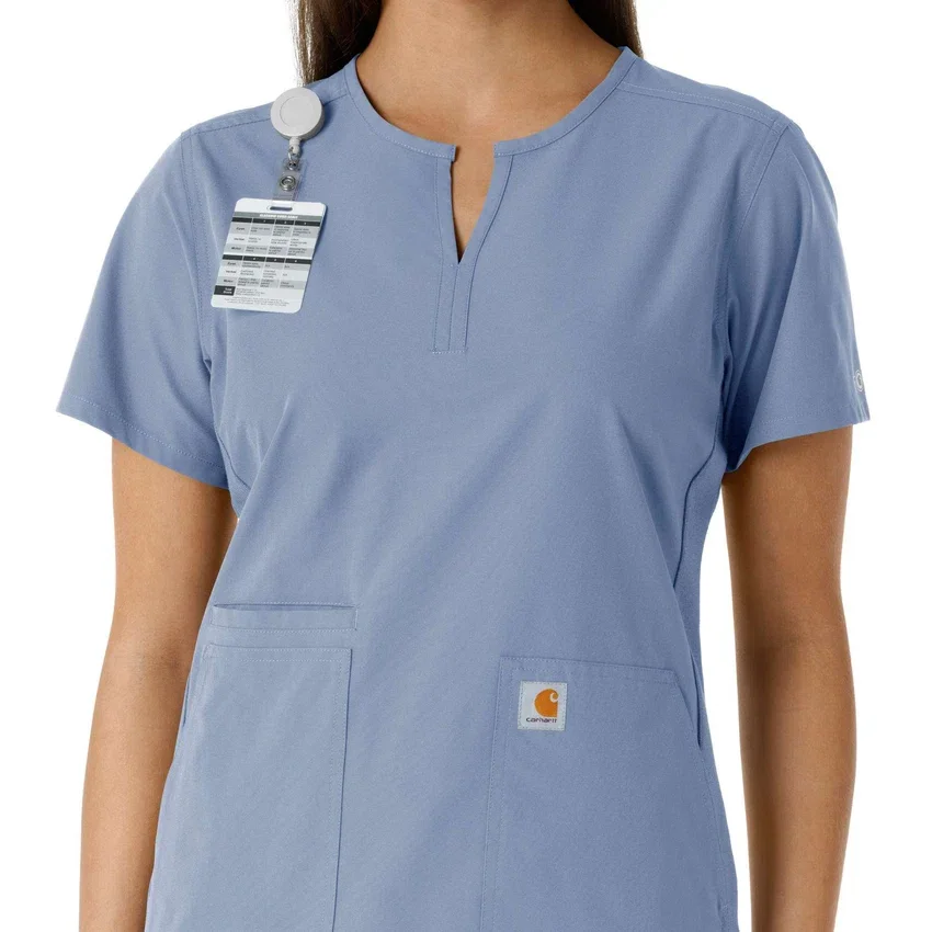 Blusa médica feminina Force Essentials com decote em V e painéis em malha