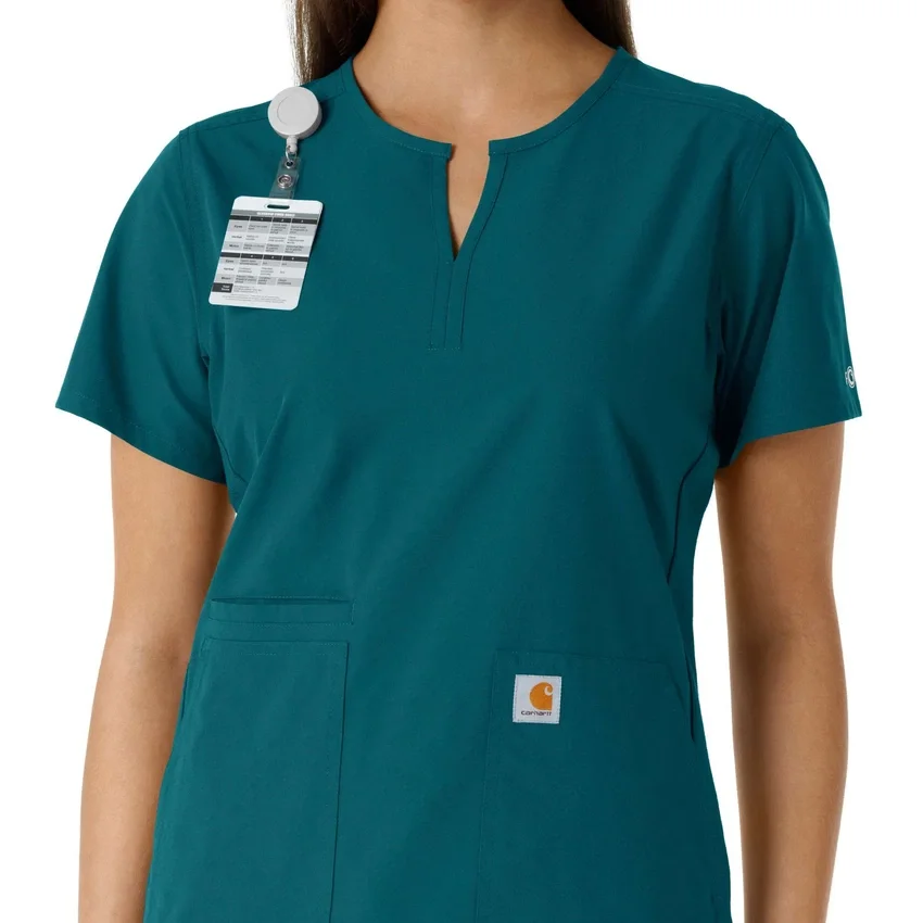 Blusa médica feminina Force Essentials com decote em V e painéis em malha