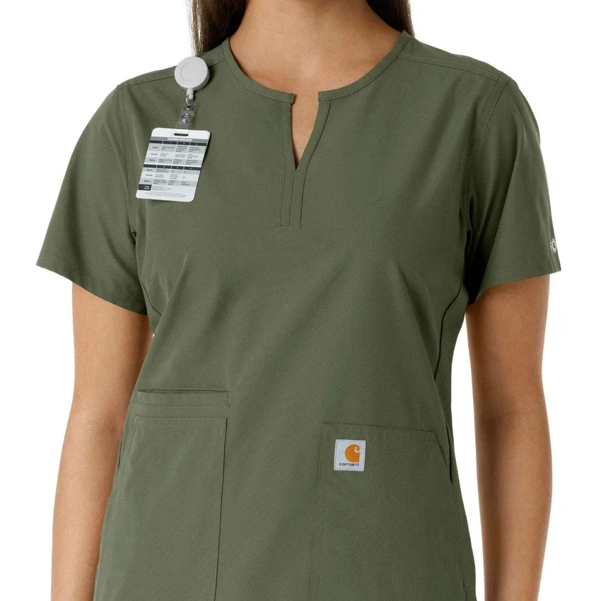 Blusa médica feminina Force Essentials com decote em V e painéis em malha